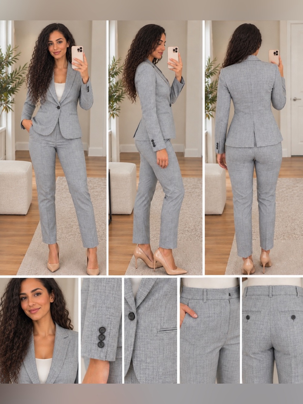 Banana Republic Light Gray Tailored Blazer & Logan Pants Suit